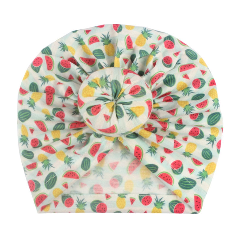 New Donut Baby Beanie Turban Hat Baby Cap Cotton Fruit Print Floral Toddler Baby Girl Cap Infant Accessories 1PC